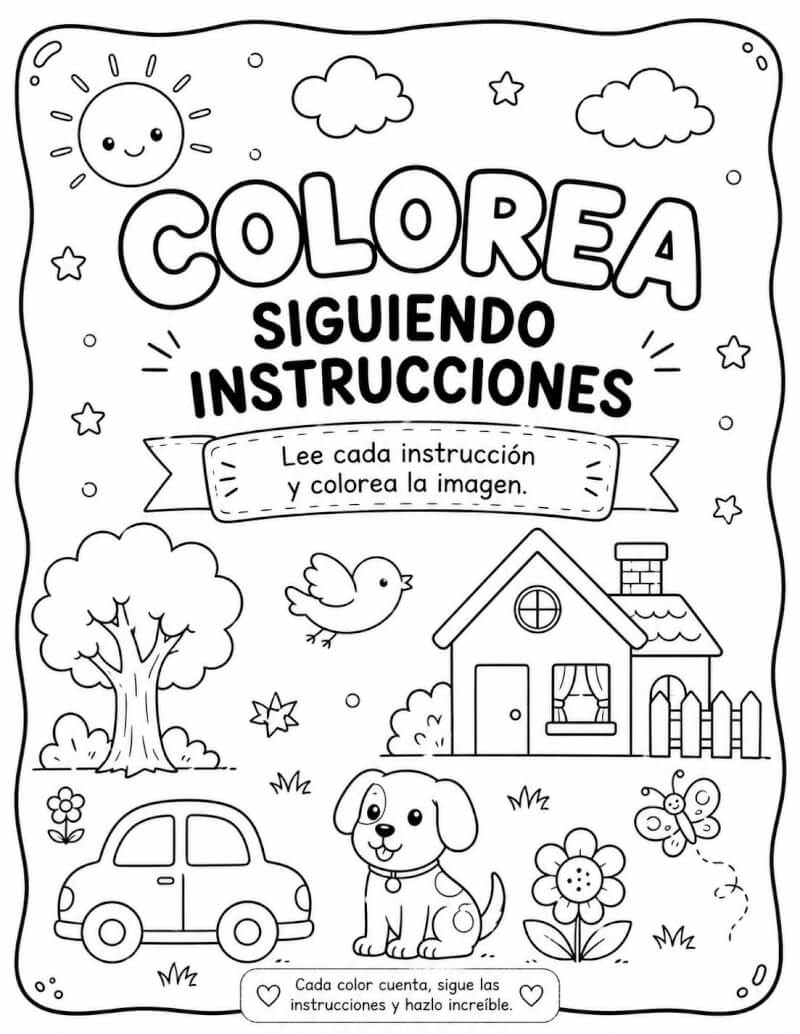 Guía para Colorear Siguiendo Instrucciones