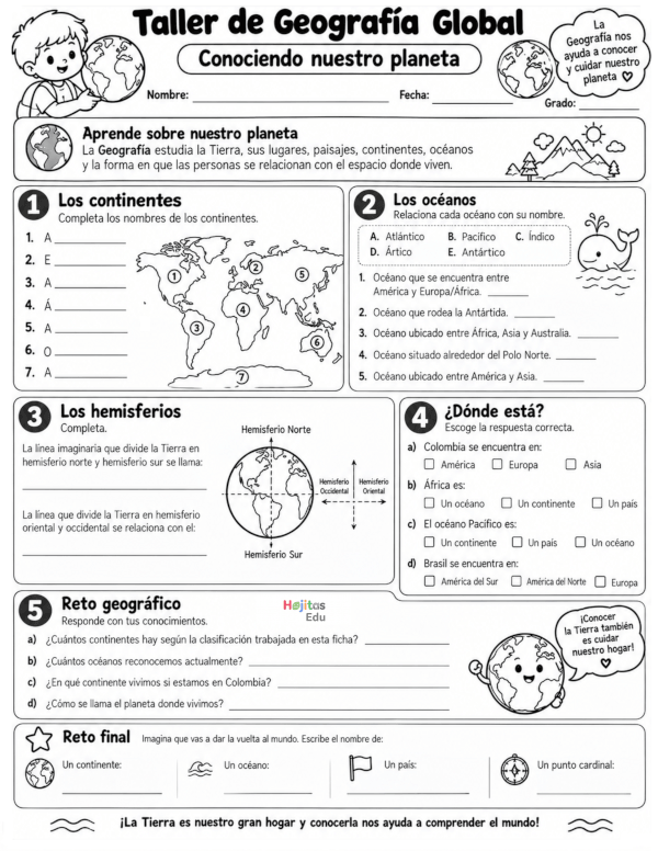 Taller de Geografía Global  | Continentes, Océanos y Hemisferios