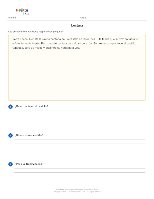 Comprensión Lectora: Renata la Sirena — Cuento para 4° Primaria