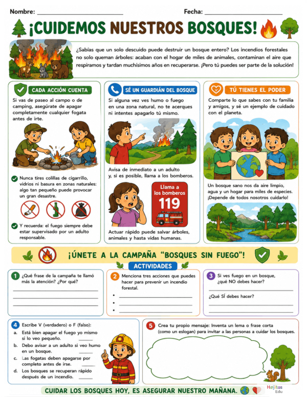 ¡Cuidemos nuestros bosques! Campaña de prevención de incendios forestales