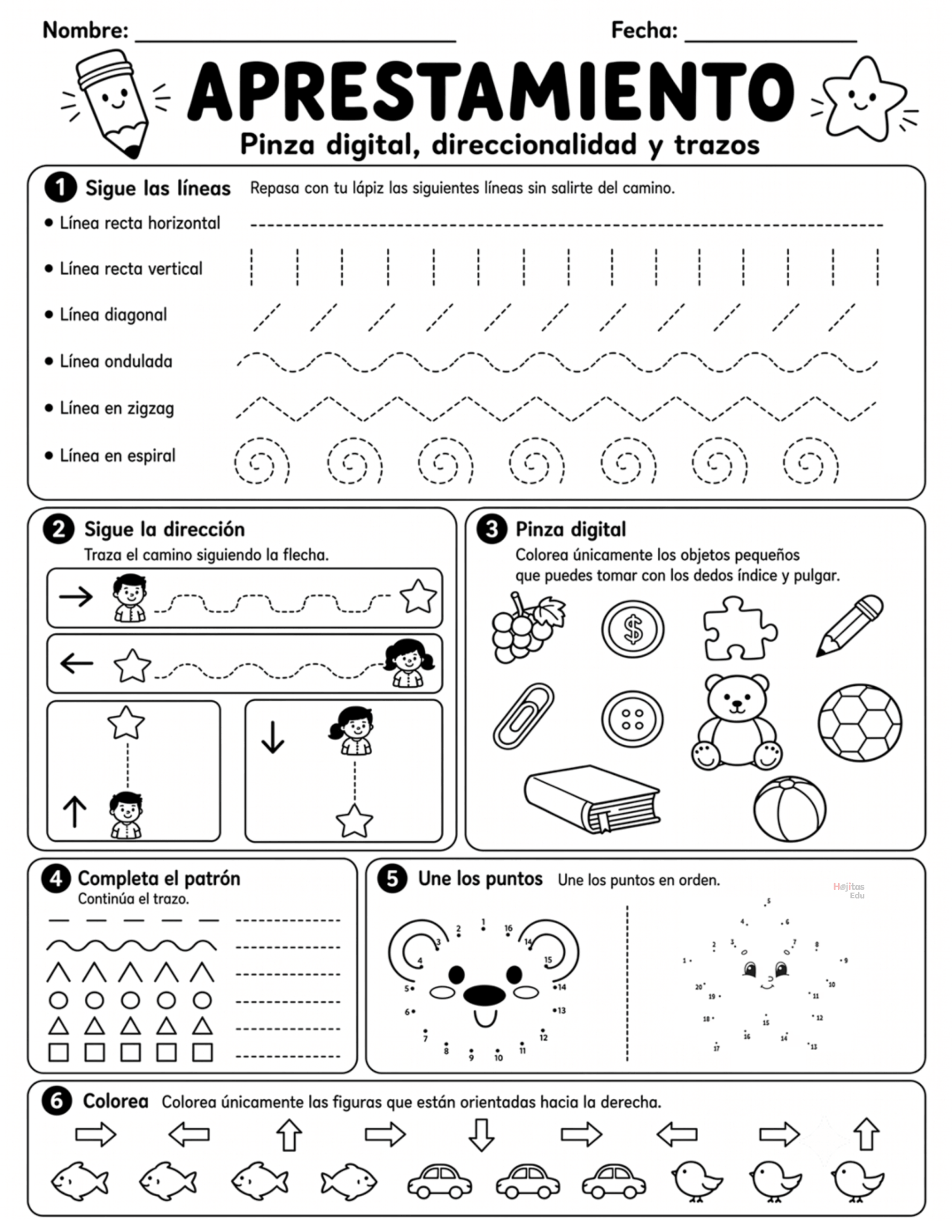 Aprestamiento: Pinza Digital, Direccionalidad y Trazos