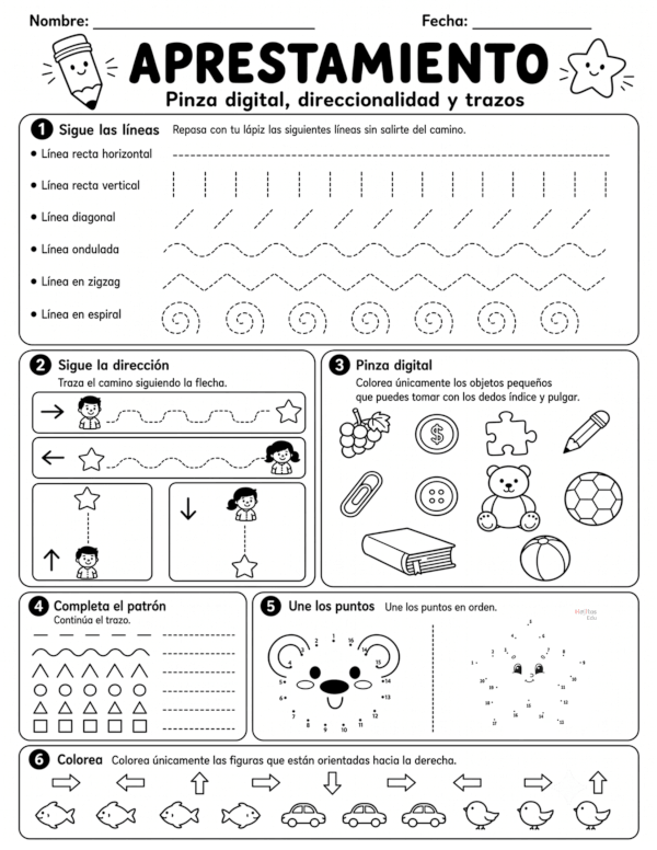 Aprestamiento: Pinza Digital, Direccionalidad y Trazos