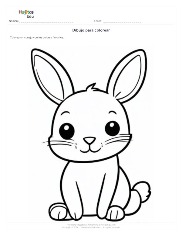 Dibujo para Colorear: Conejo — Ficha Imprimible Gratis