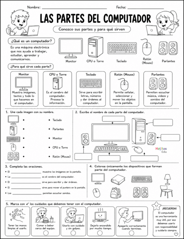 Hoja de trabajo: Las partes del computador