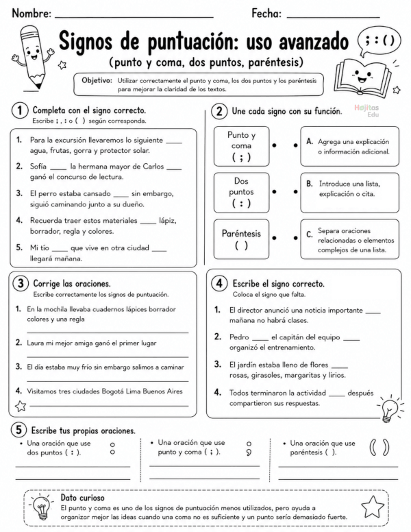 Signos de puntuación: uso avanzado (punto y coma, dos puntos y paréntesis)