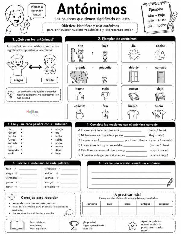 Antónimos para Primaria