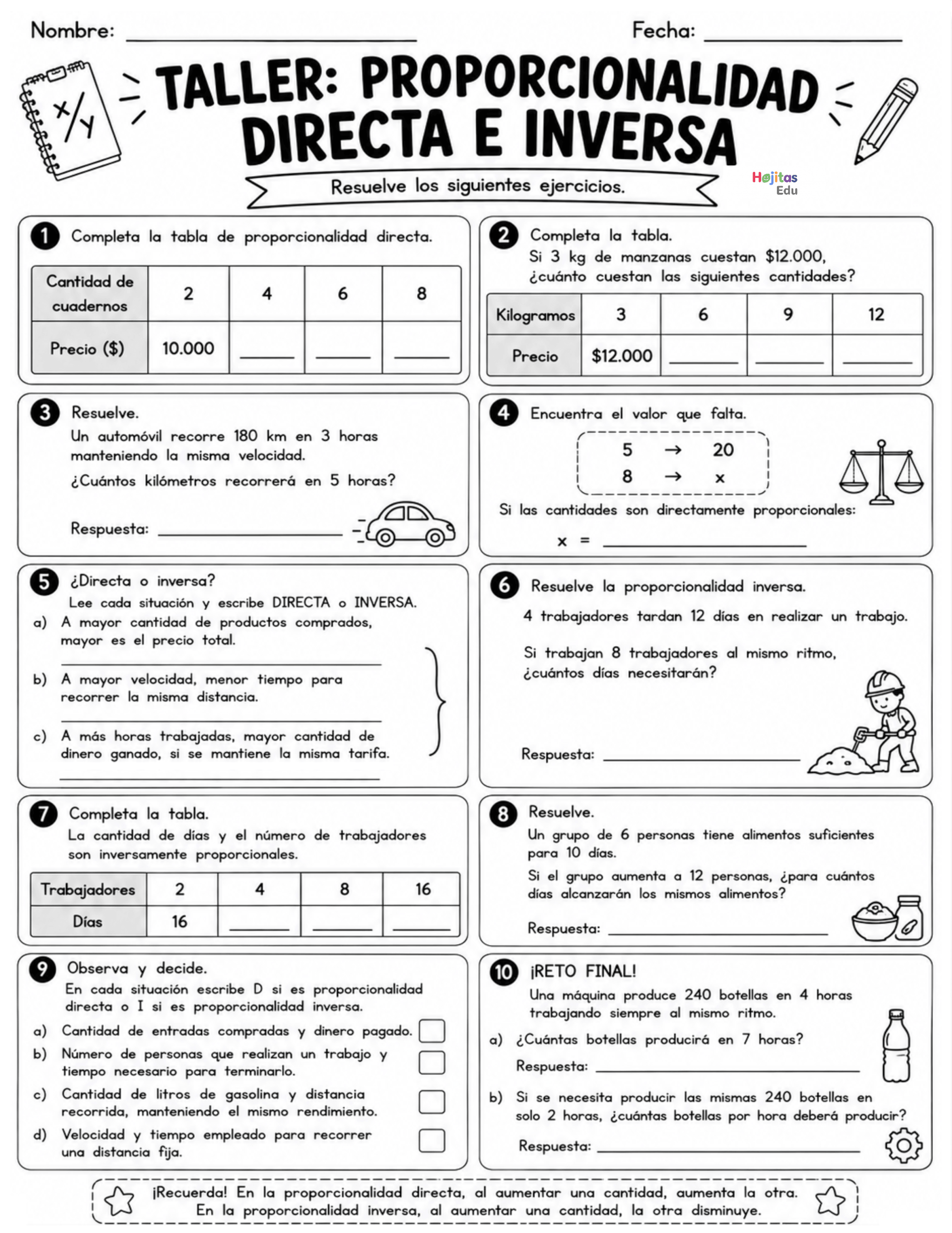 Proporcionalidad Directa e Inversa