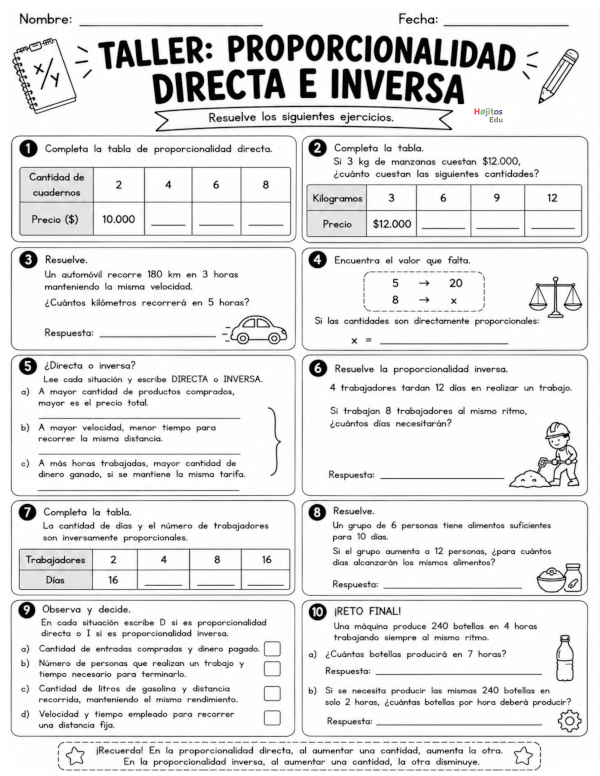 Proporcionalidad Directa e Inversa