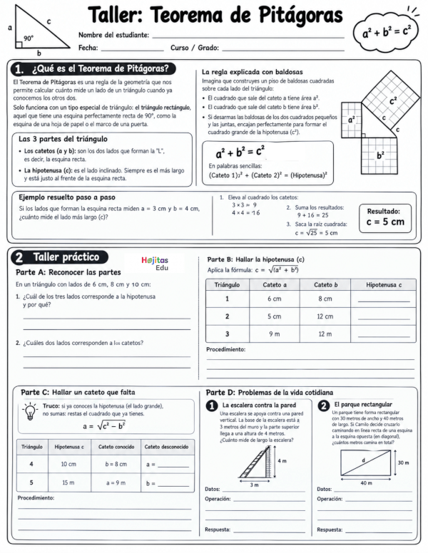 Teorema de Pitágoras  | Taller de Matemáticas