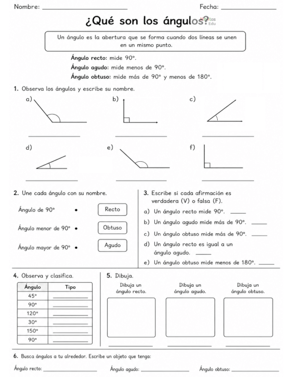 Ángulos Rectos, Agudos y Obtusos