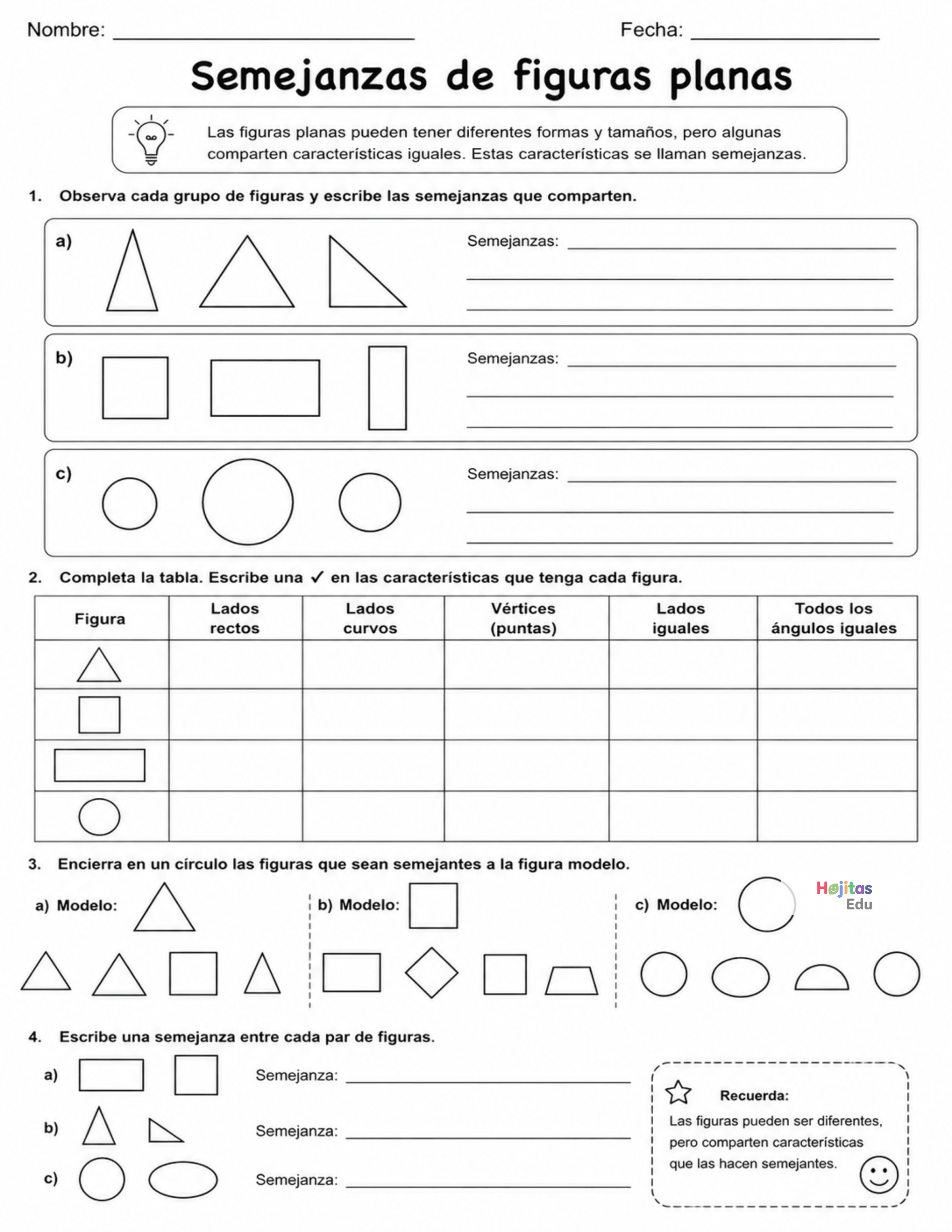 Semejanzas de Figuras Planas: Taller de Geometría