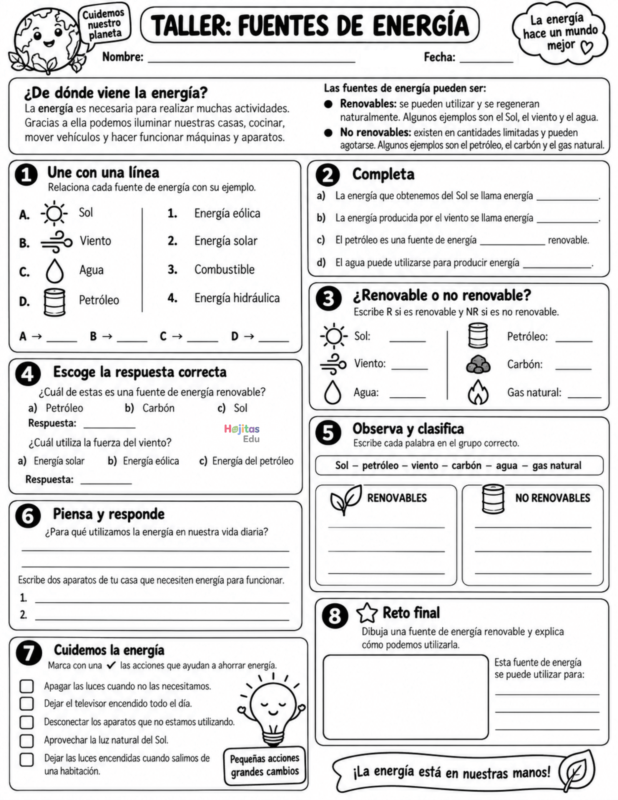 Fuentes de Energía | Taller de Ciencias Naturales
