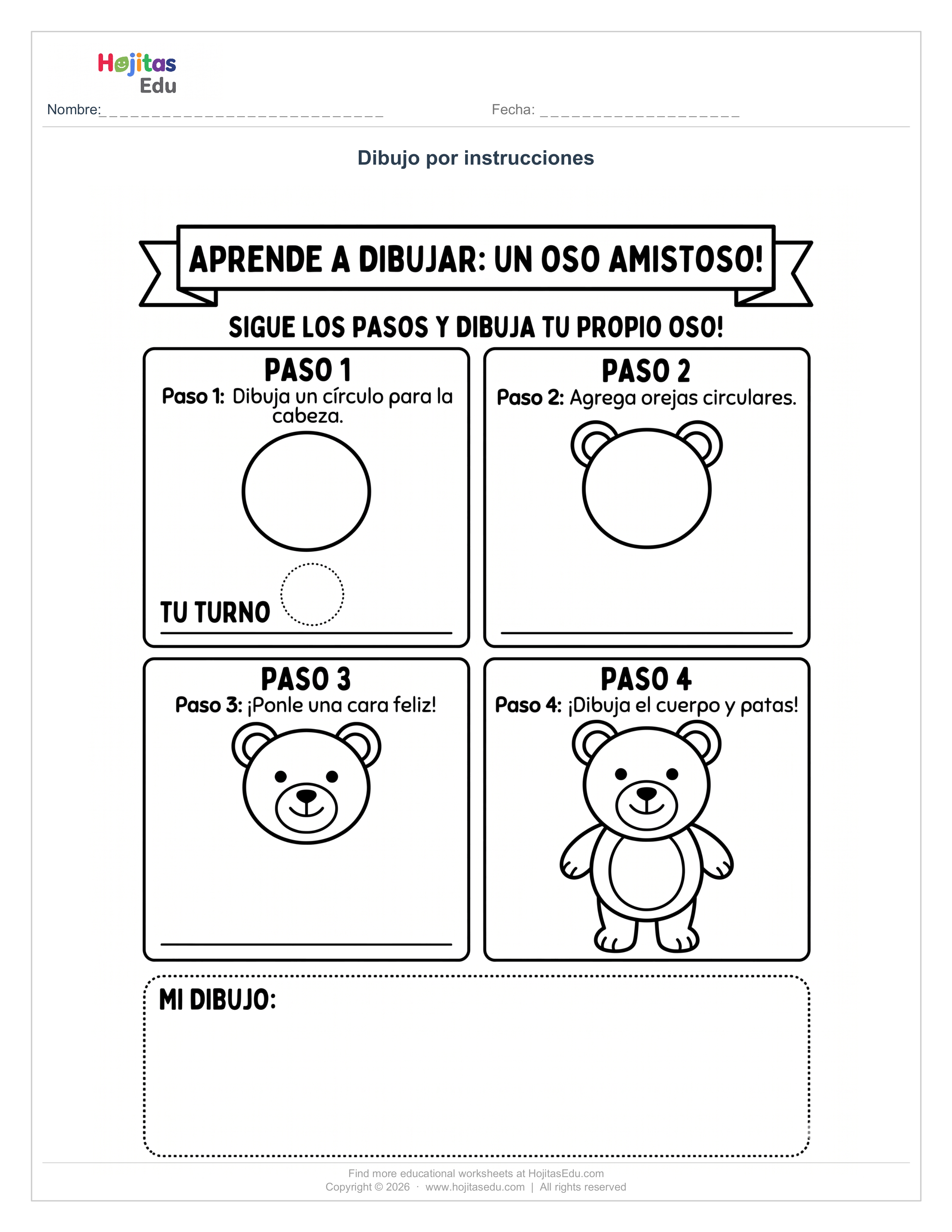 Aprende a Dibujar un Oso Paso a Paso con Figuras Geométricas