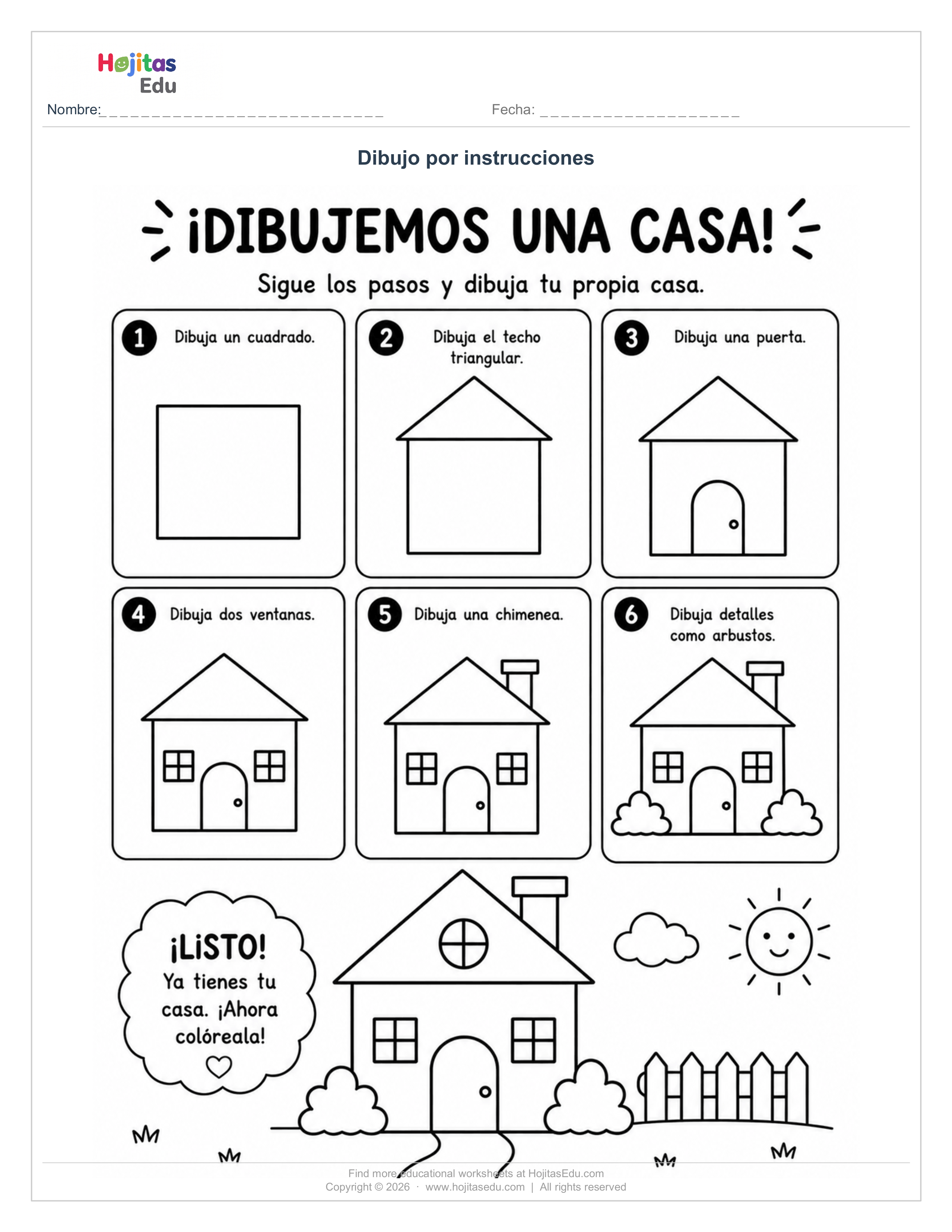 Aprende a Dibujar una Casa Paso a Paso con Figuras Geométricas