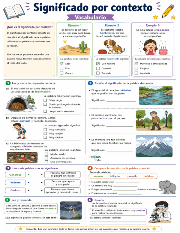 Significado por Contexto: Taller de Vocabulario y Comprensión Lectora