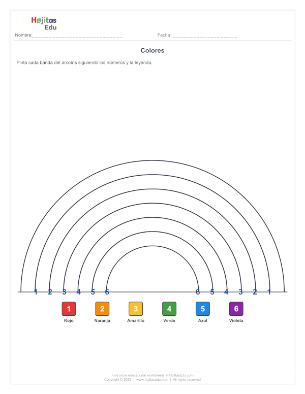 Colorea el Arcoíris — Ficha para Aprender los Colores